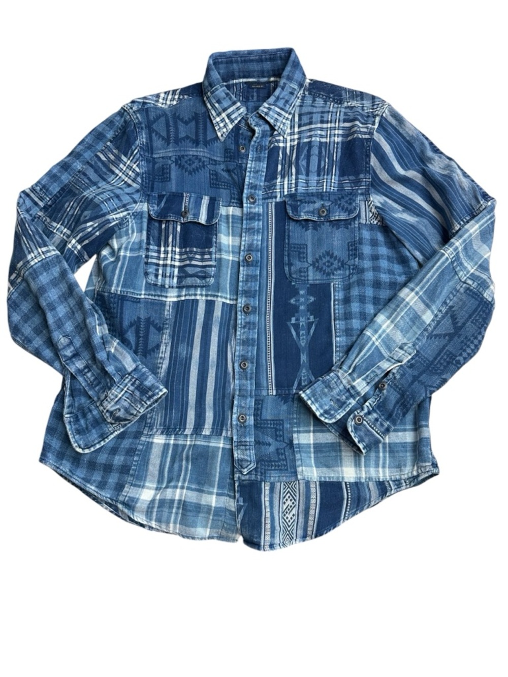 Polo Ralph Lauren Aztec Print Cotton Linen Blend Button Down Shirt Size XL